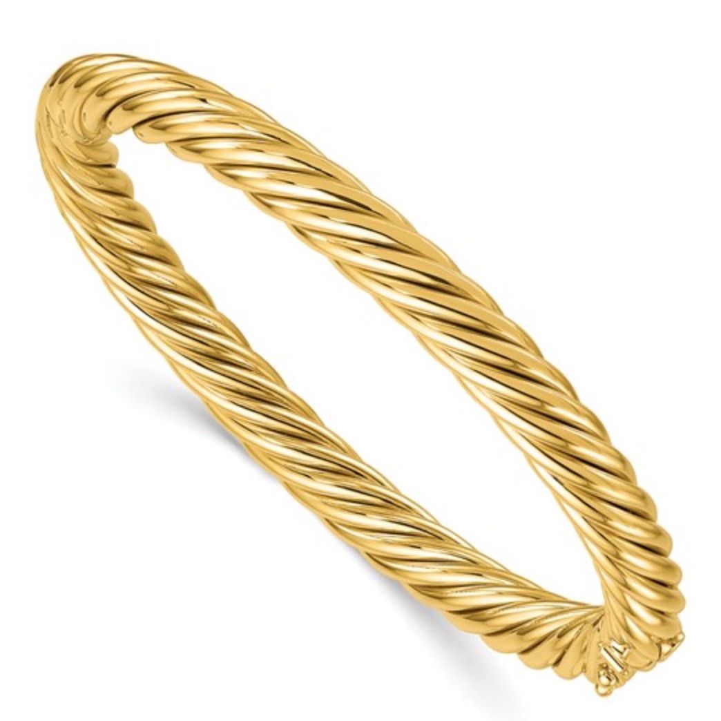 Twisted Hinged bangle-14K Yellow Gold Polished
