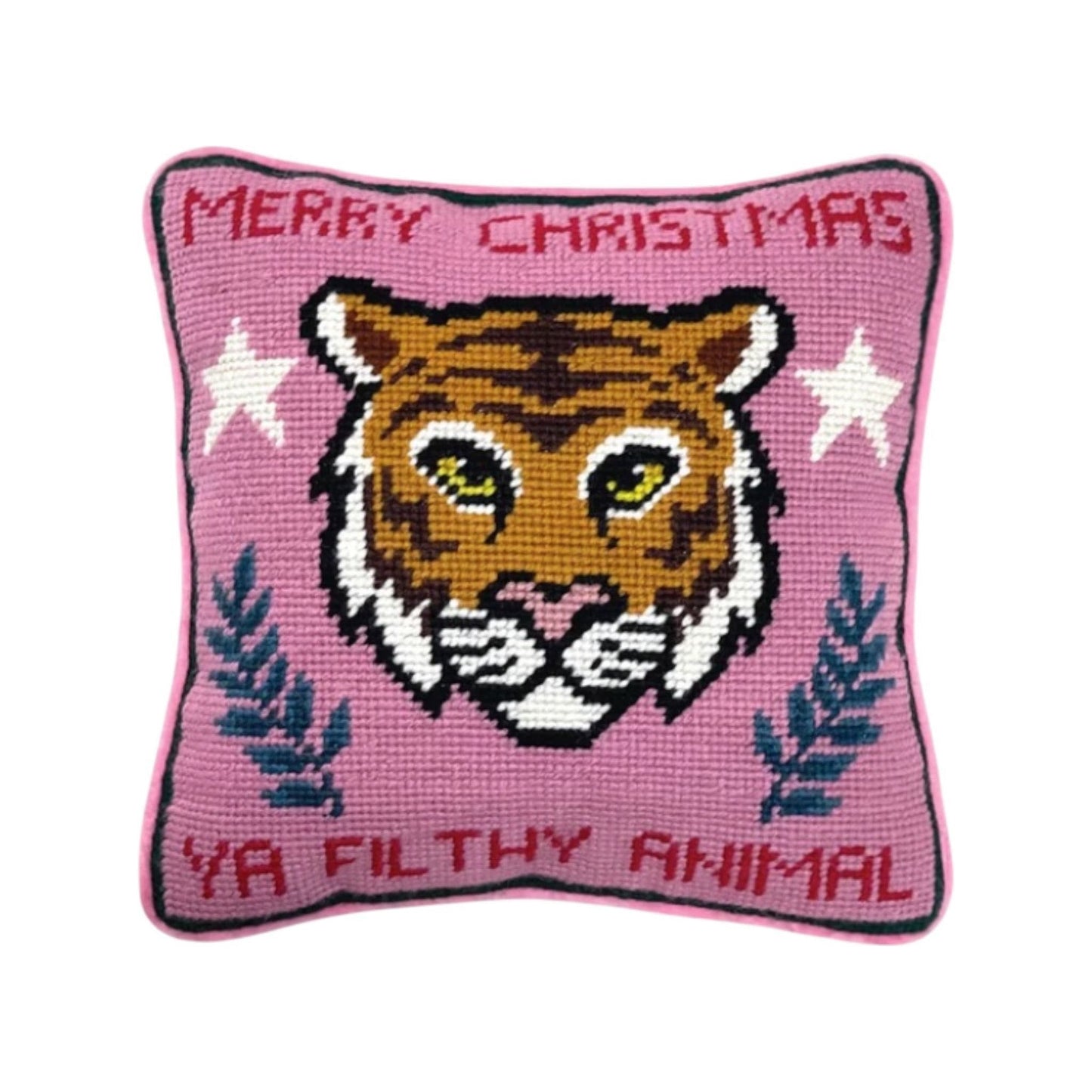 Merry Christmas Ya Filthy Animal Needlepoint Pillow