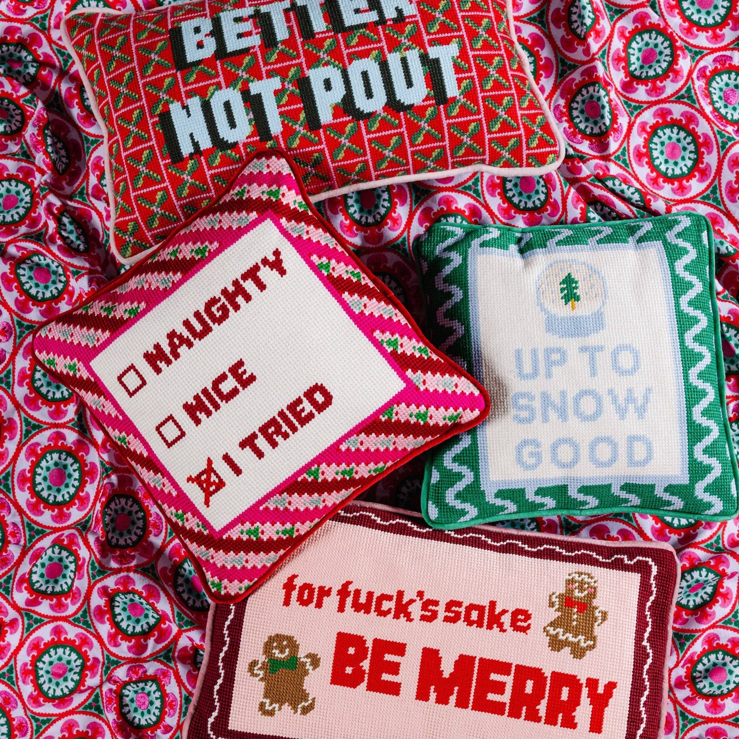 Better Not Pout Needlepoint Pillow