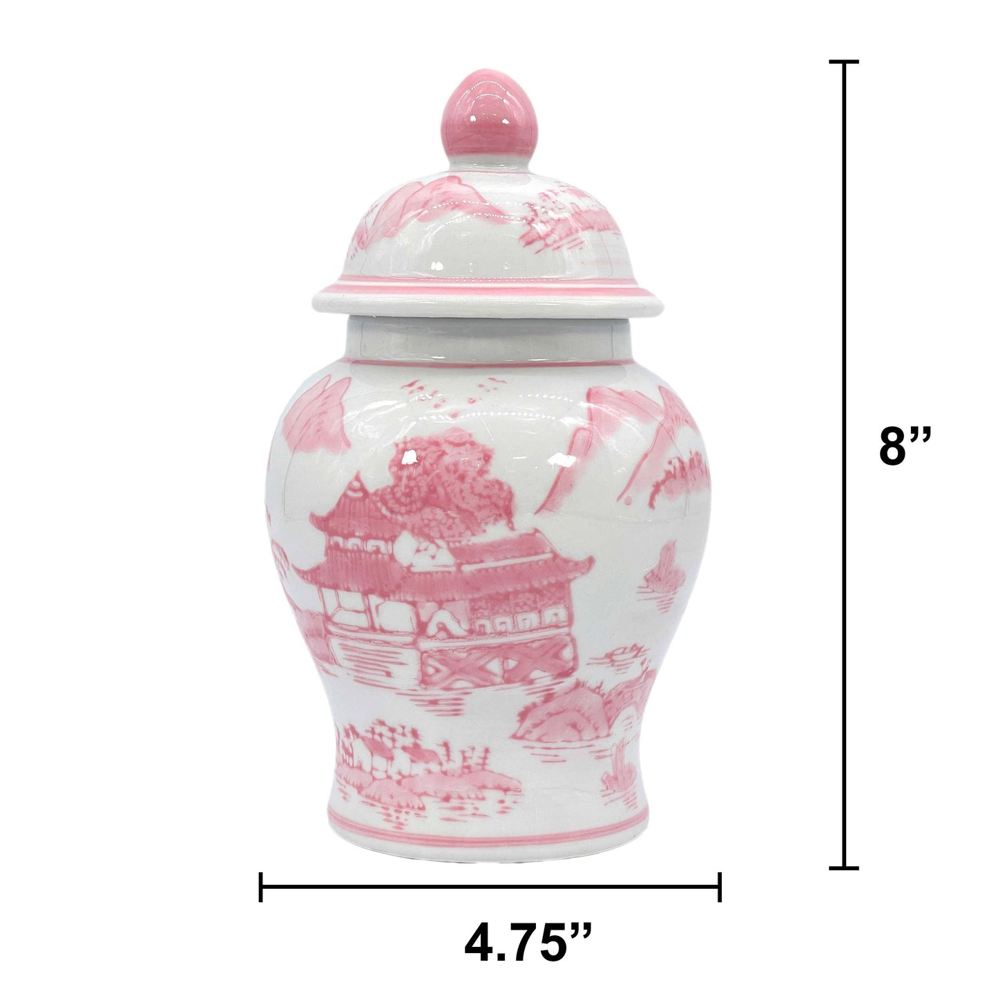 Chinoiserie Floral Ginger Jar — 8” Decorative Accent