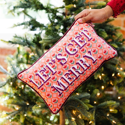 Let's Get Merry Needlepoint Pillow