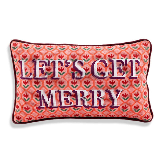 Let's Get Merry Needlepoint Pillow