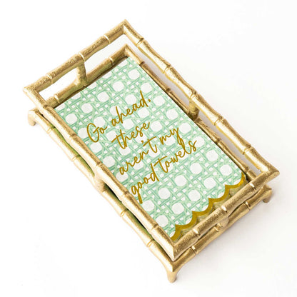 Green Cane Print Guest Towel Napkins