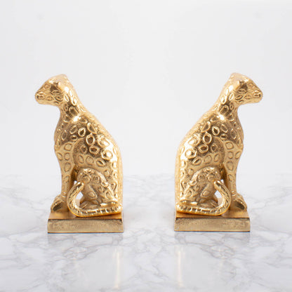 Gold Leopard Bookend Set — Sculptural Glamour for Your Shelf