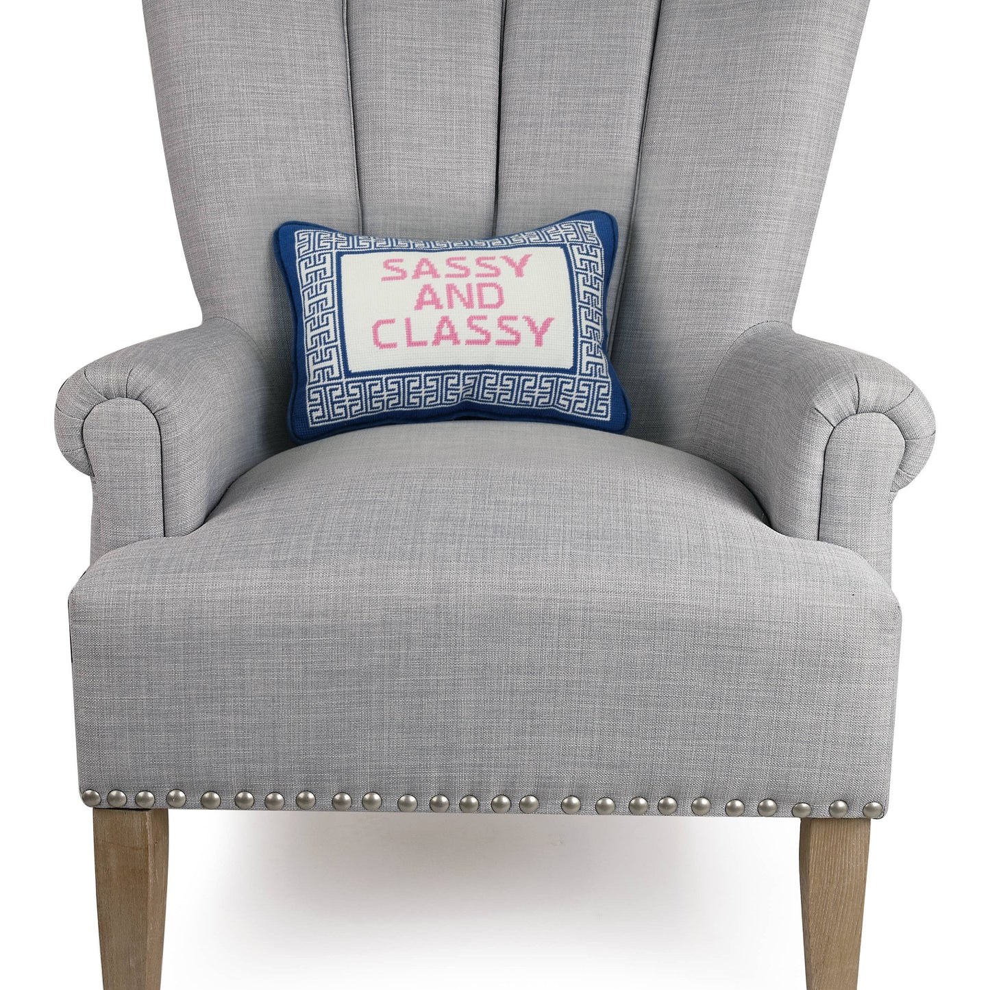Sassy And Classy Embroidered Needlepoint Pillow