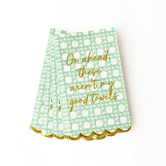 Green Cane Print Guest Towel Napkins