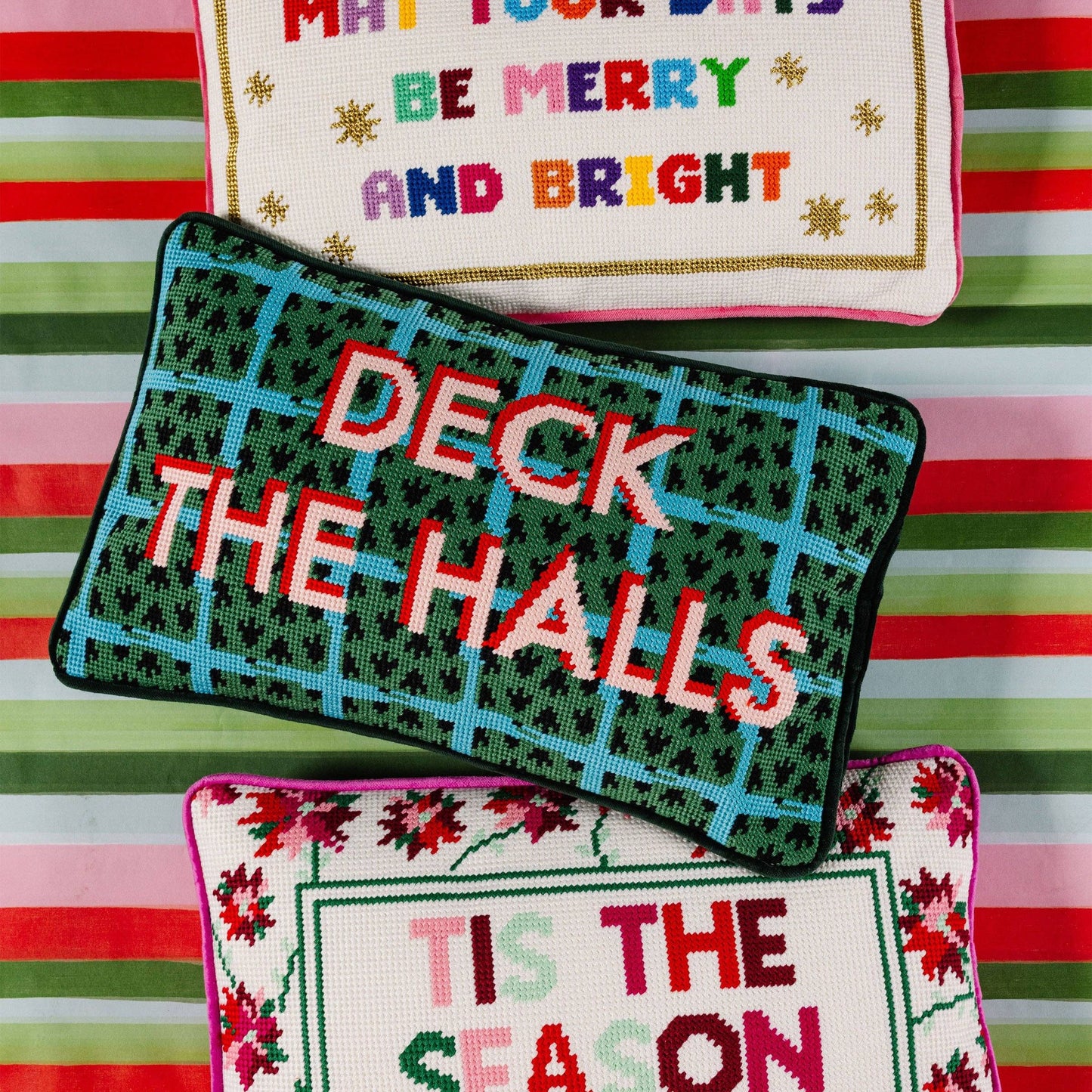 Merry & Bright Needlepoint Pillow