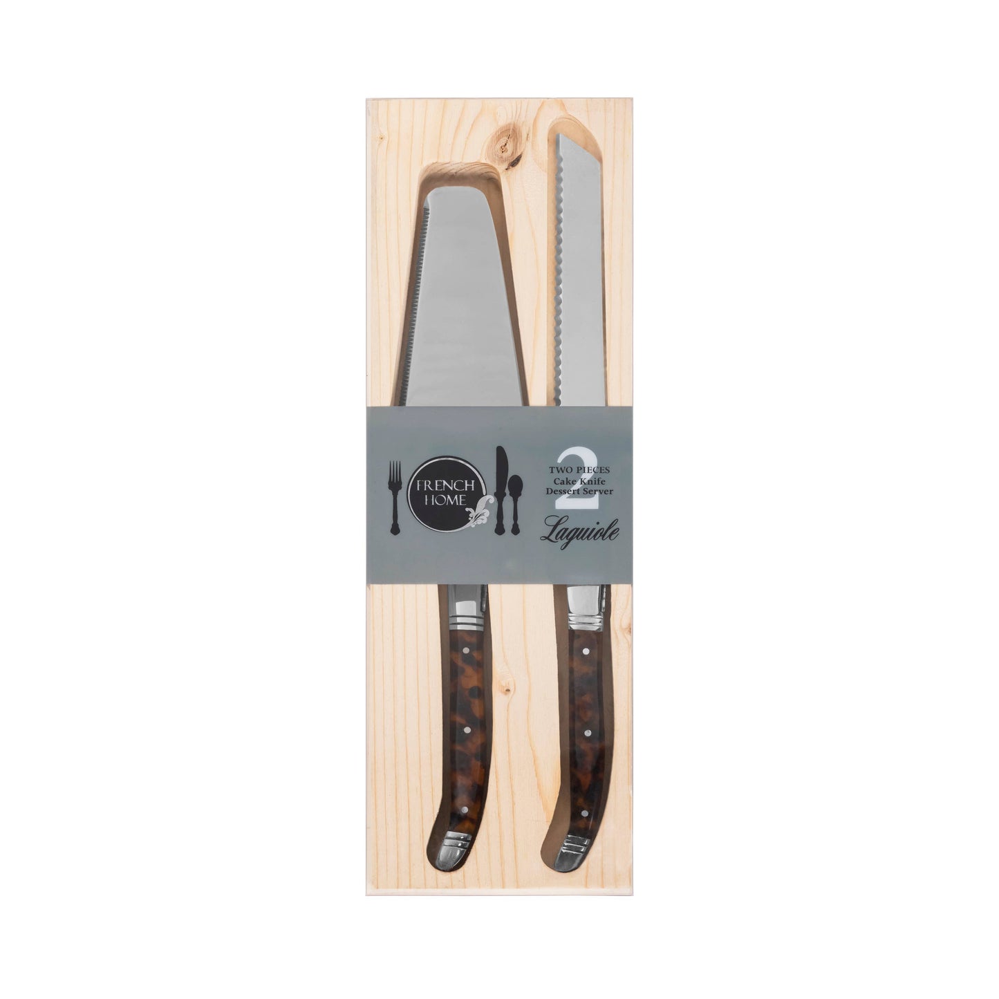 French Home Laguiole Cake Knife & Pie Server Set – Tortoise Handle