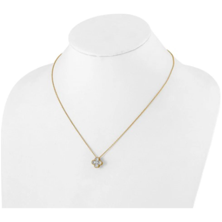 14K Yellow Gold Floral Necklace, adorned with a 1/2 carat of exquisite lab-grown diamonds