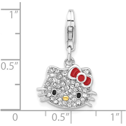 Hello Kitty Gold-Tone Sterling Silver Enamel & Crystal Charm with Lobster Clasp