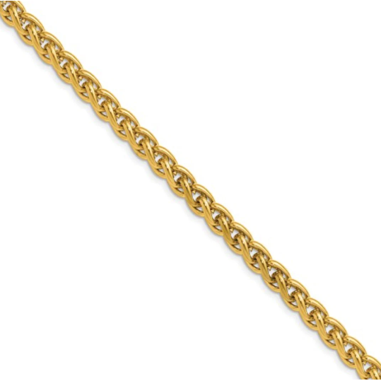 Elegant Stainless Steel Yellow IP-Plated Spiga Chain Necklace - 24 Inch