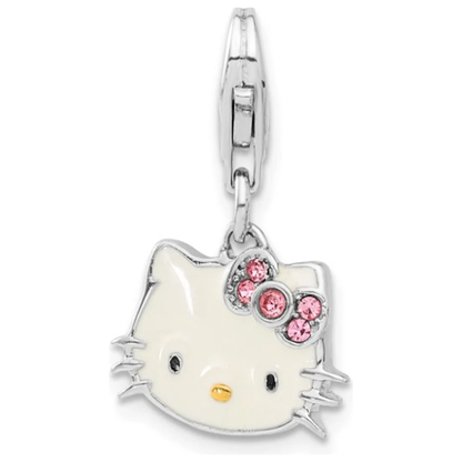 Hello Kitty Gold-Tone Sterling Silver Enamel & Crystal Charm with Lobster Clasp