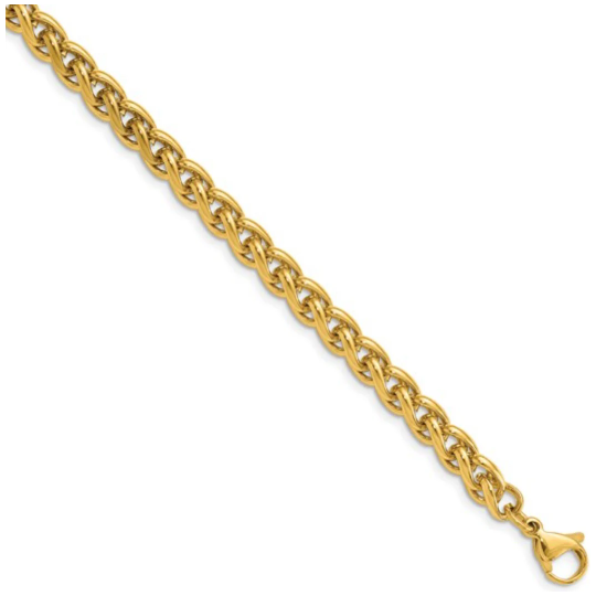 Elegant Stainless Steel Yellow IP-Plated Spiga Chain Necklace - 24 Inch