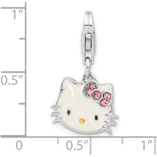 Hello Kitty Gold-Tone Sterling Silver Enamel & Crystal Charm with Lobster Clasp