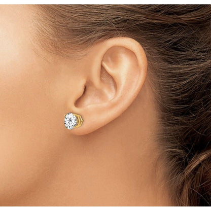 Elegant 14K Gold Cubic Zirconia Stud Earrings - Available in Yellow & White Gold