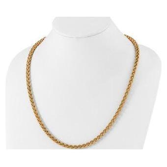 Elegant Stainless Steel Yellow IP-Plated Spiga Chain Necklace - 24 Inch