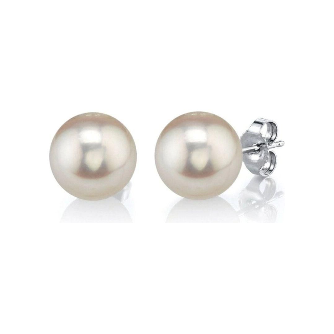 Elegant Freshwater Cultured Pearl Stud Earrings in 14k Gold