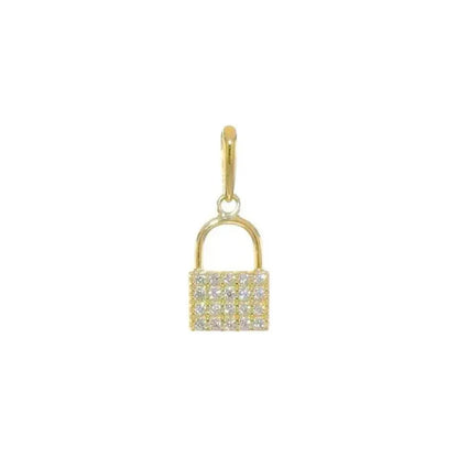 Elegant 10K Yellow Gold CZ Lock Charm