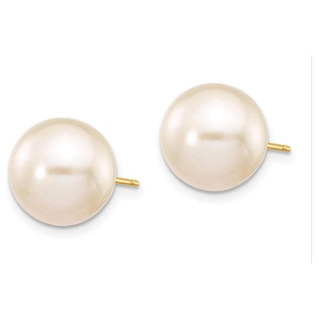 Elegant Freshwater Cultured Pearl Stud Earrings in 14k Gold