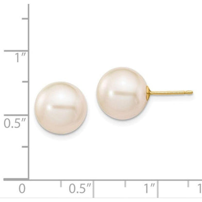 Elegant Freshwater Cultured Pearl Stud Earrings in 14k Gold