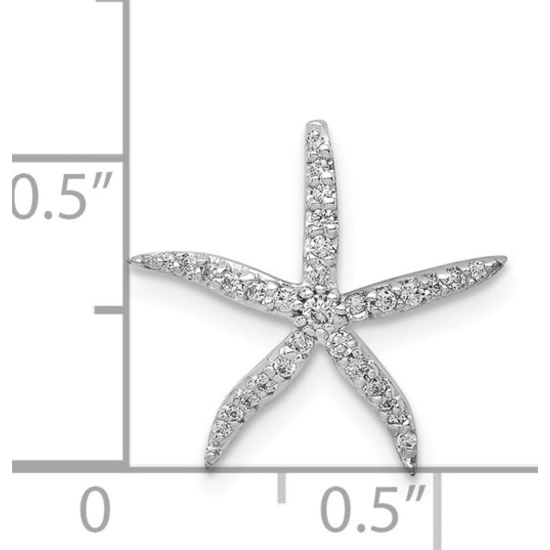 Elegant 14k White Gold Diamond Starfish Chain Slide