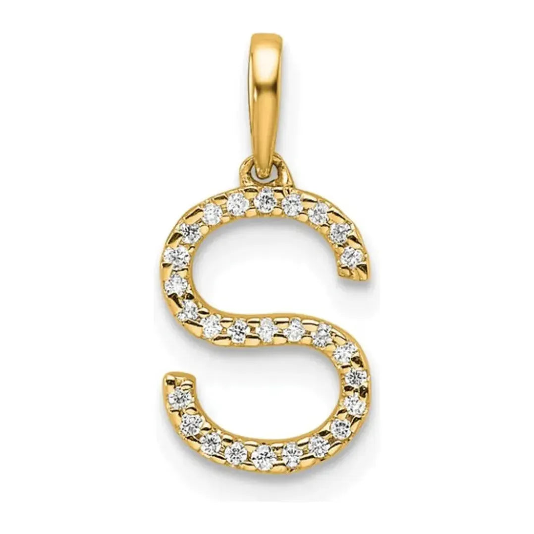 14k Diamond Initial Pendant - Personalized Charm