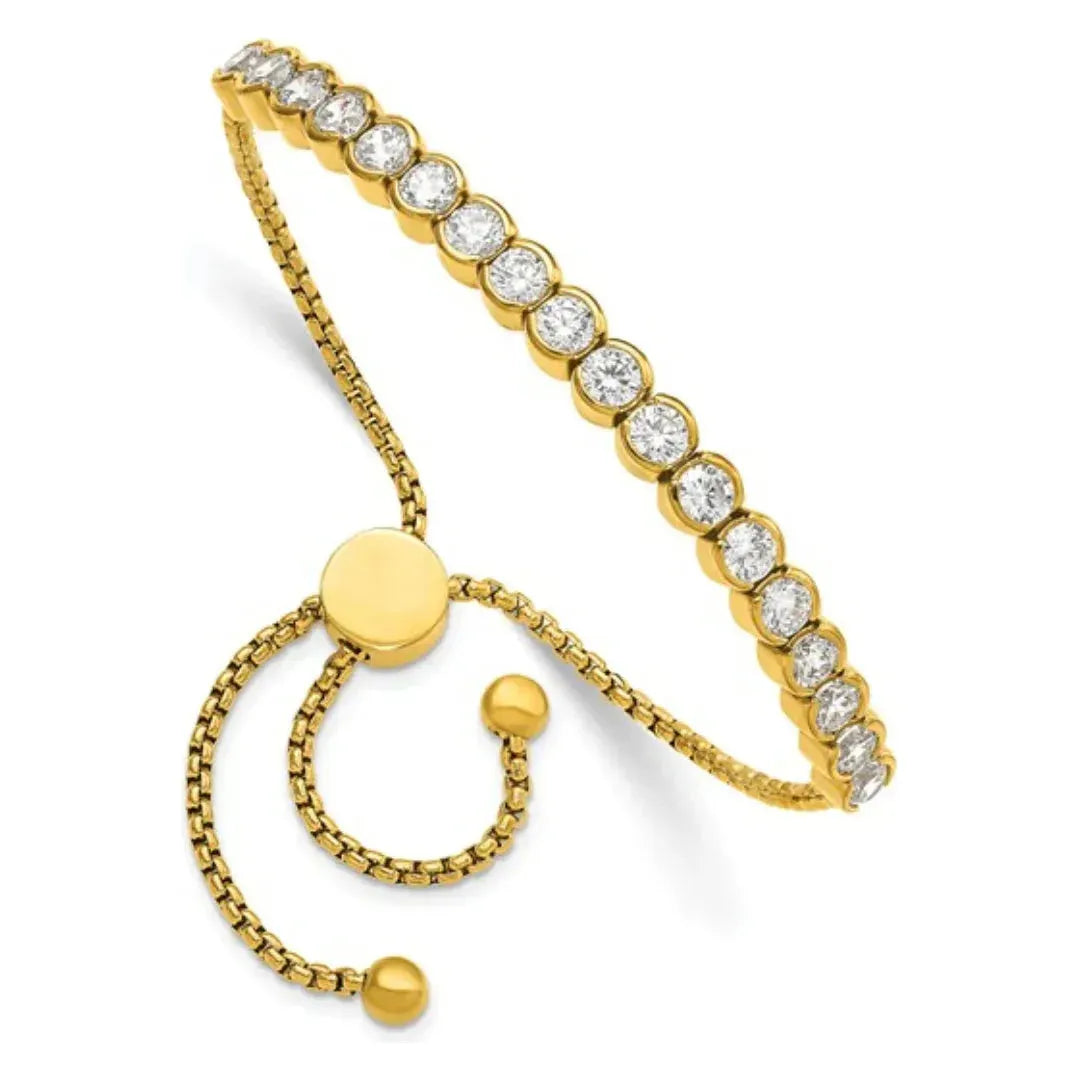 Chic Gold-Plated Cubic Zirconia Adjustable Bracelet