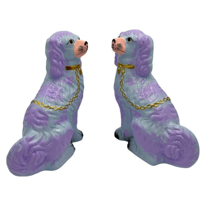 Lilac Preppy Large Staffordshire Spaniels, Pair