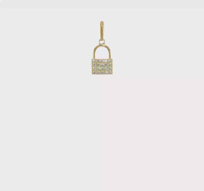 Elegant 10K Yellow Gold CZ Lock Charm