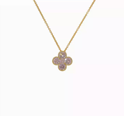 14K Yellow Gold Floral Necklace, adorned with a 1/2 carat of exquisite lab-grown diamonds