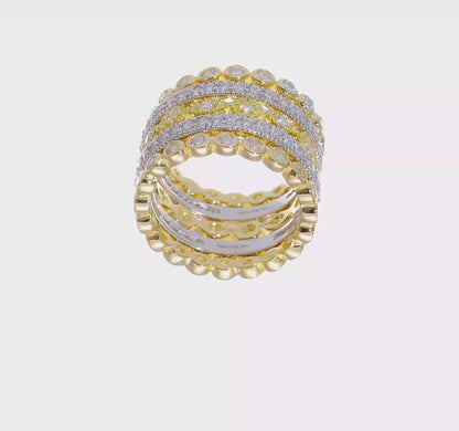 Sterling Silver Gold-Plated Stackable CZ Eternity Ring Set (5-Piece)