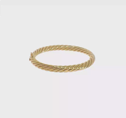 Twisted Hinged bangle-14K Yellow Gold Polished