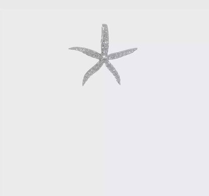 Elegant 14k White Gold Diamond Starfish Chain Slide