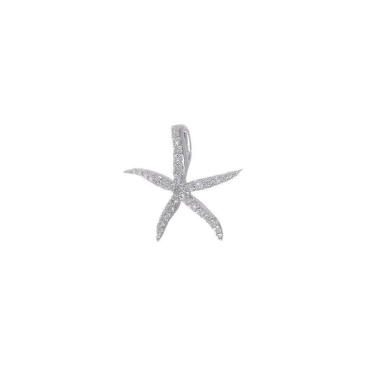 Elegant 14k White Gold Diamond Starfish Chain Slide