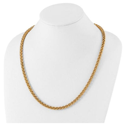 Elegant Stainless Steel Yellow IP-Plated Spiga Chain Necklace - 24 Inch