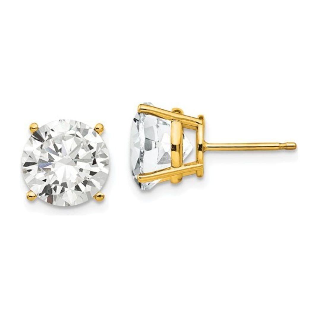 Elegant 14K Gold Cubic Zirconia Stud Earrings - Available in Yellow & White Gold