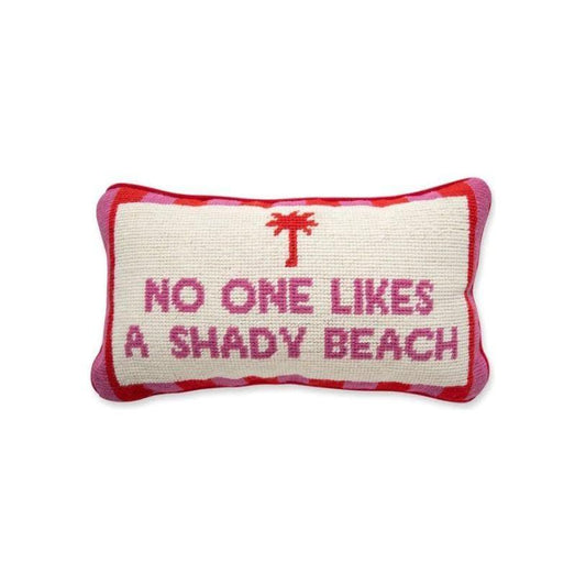 "No One Likes A Shady Beach" Whimsical Needlepoint Pillow