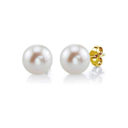 Elegant Freshwater Cultured Pearl Stud Earrings in 14k Gold