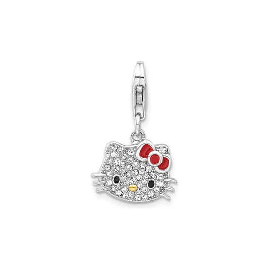 Hello Kitty Gold-Tone Sterling Silver Enamel & Crystal Charm with Lobster Clasp