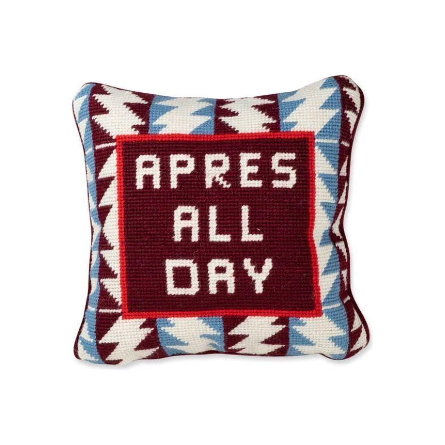 "Apres All Day" Needlepoint Pillow