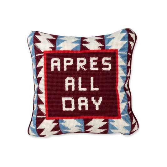 "Apres All Day" Needlepoint Pillow