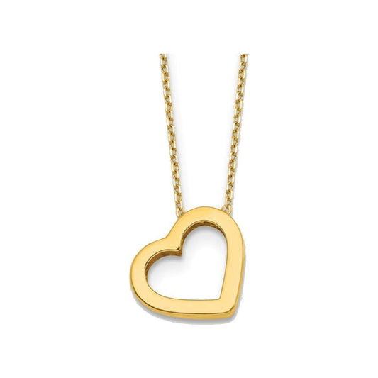 Elegant 14K Yellow Gold Polished Open Heart Necklace - 18" Chain or 16" Chain with 2" extension