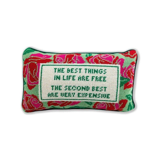 "The Second Best" Luxury Quote Needlepoint Pillow