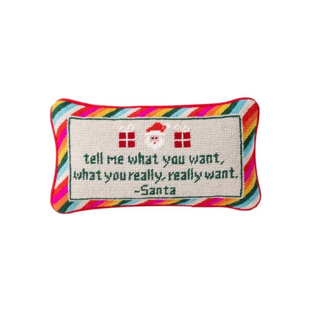 "Tell Me What You Want" Spice Girls & Santa Needlepoint Pillow