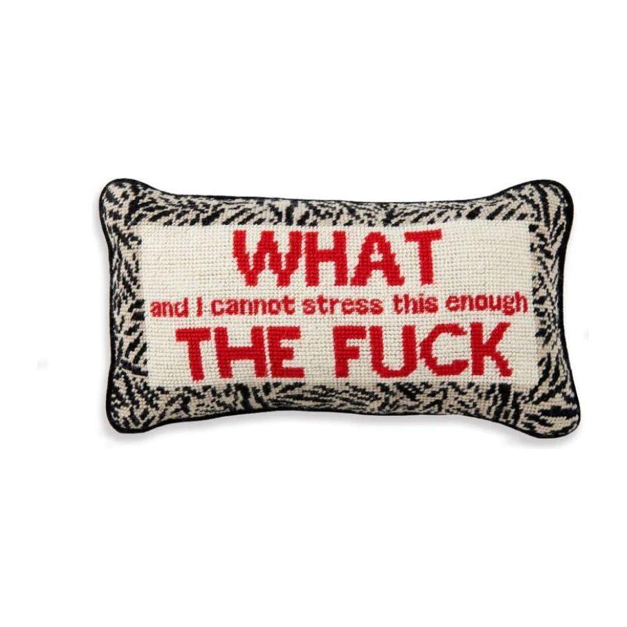 Expressive "WTF" Needlepoint Pillow