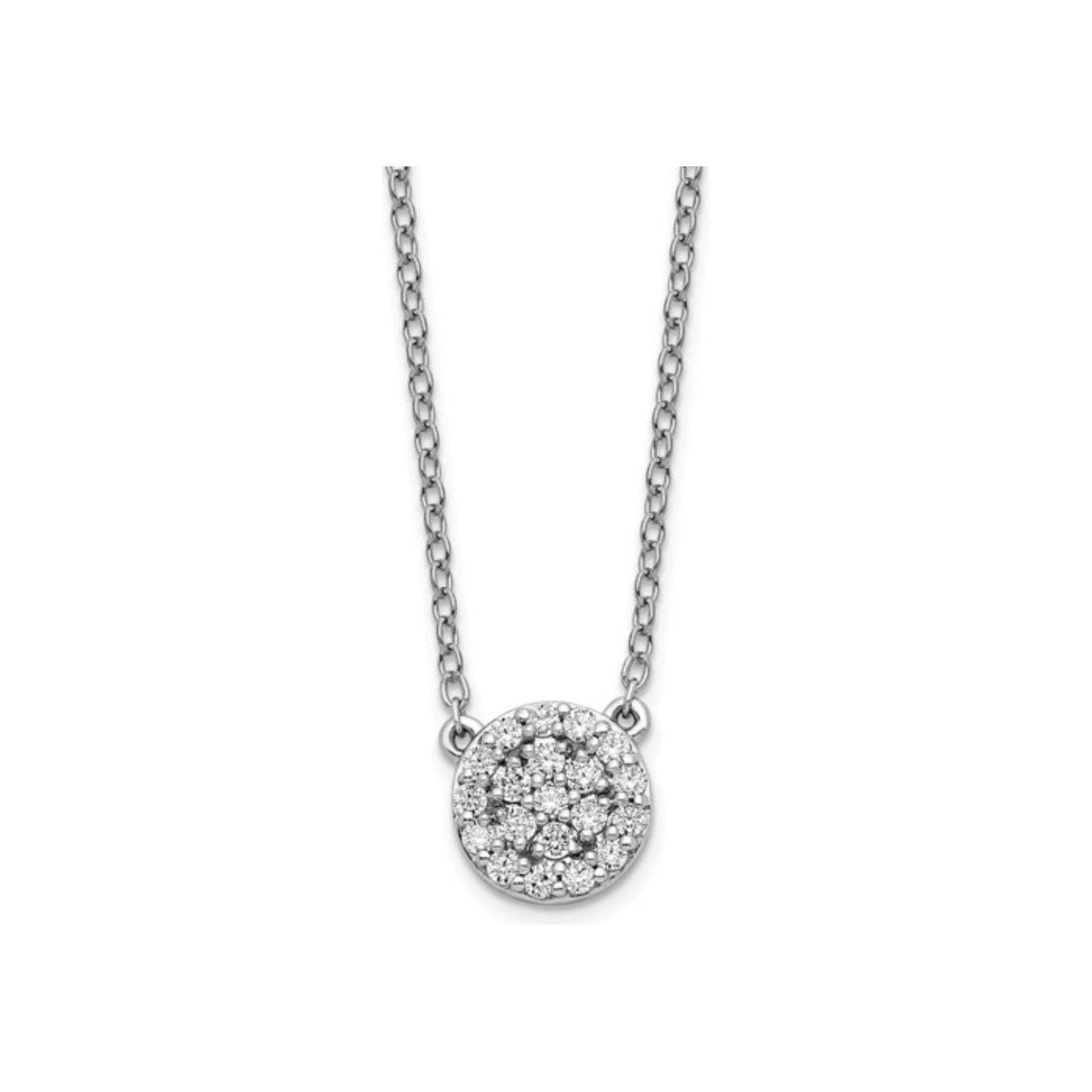 Elegant 14K White Gold Diamond Necklace - 18" with Rhodium Plating